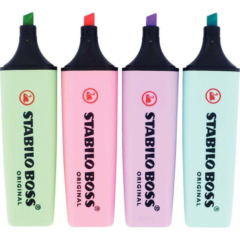 Image de  Pochette de 4 surligneurs Boss pastels assortis 