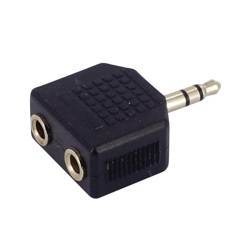 Image de  Double adapatateur jack 3,5mm noir 