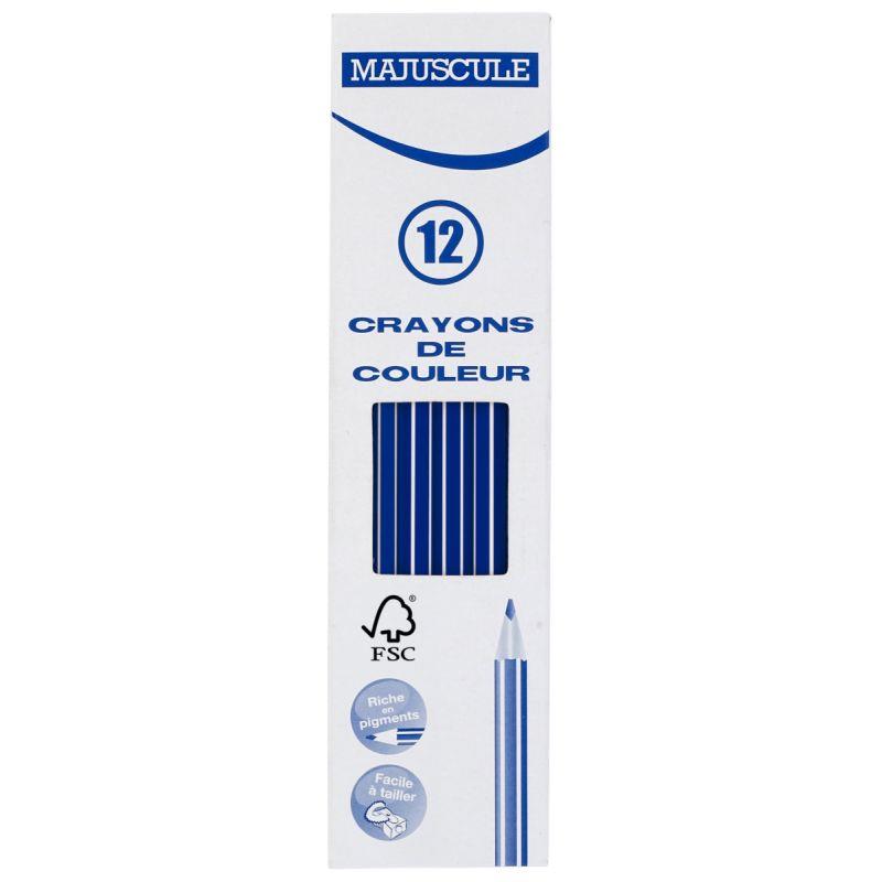 Image de  Boîte de 12 crayons de couleur Majuscule 3mm bleu foncé 