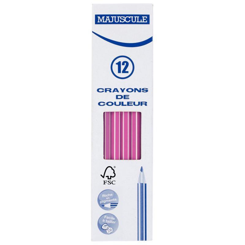 Image de  Boîte de 12 crayons de couleur Majuscule 3mm rose 