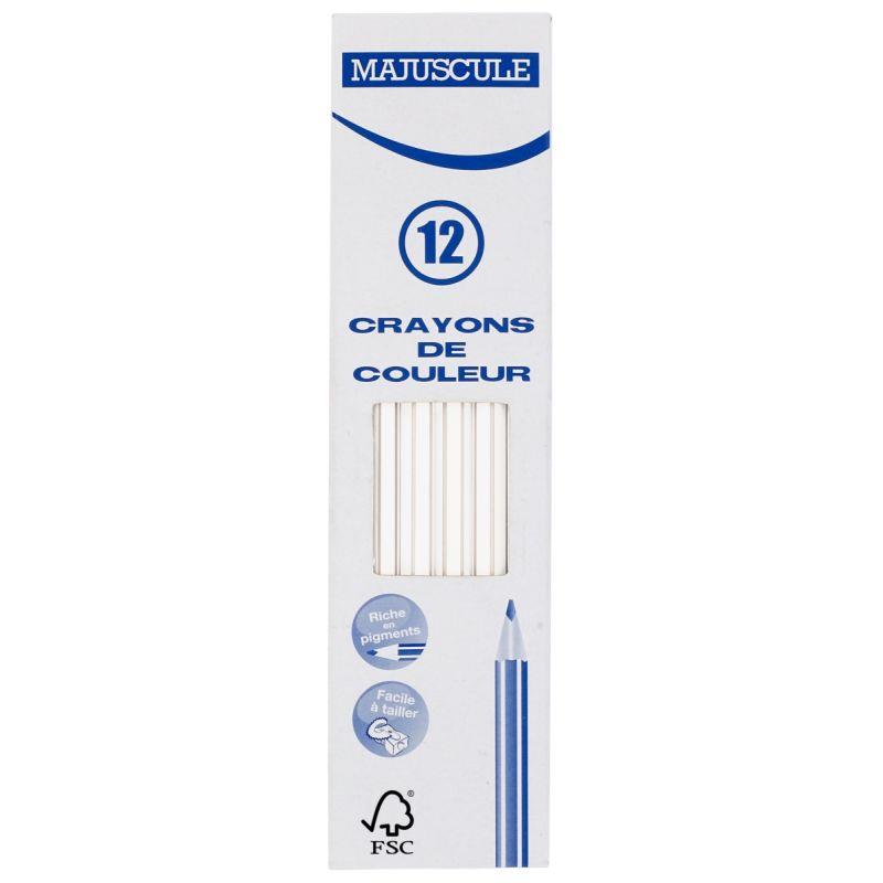 Image de  Boîte de 12 crayons de couleur Majuscule 3mm blanc 