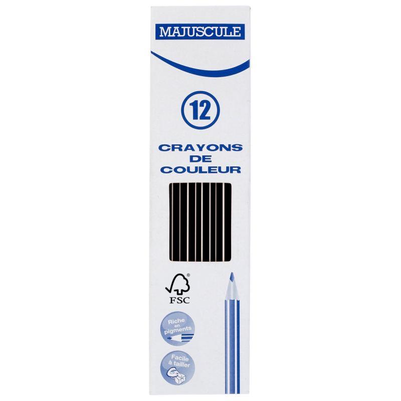 Image de  Boîte de 12 crayons de couleur Majuscule 3mm noir 