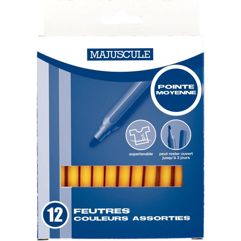 Image de  Pochette de 12 feutres Majuscule pointe moyenne jaune 