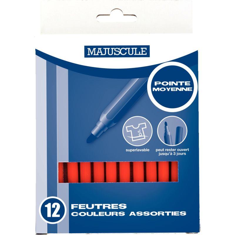 Image de  Pochette de 12 feutres Majuscule pointe moyenne orange 