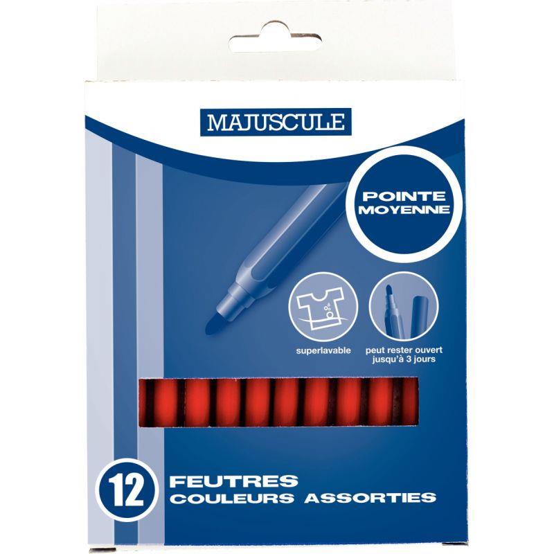 Image de  Pochette de 12 feutres Majuscule pointe moyenne rouge 