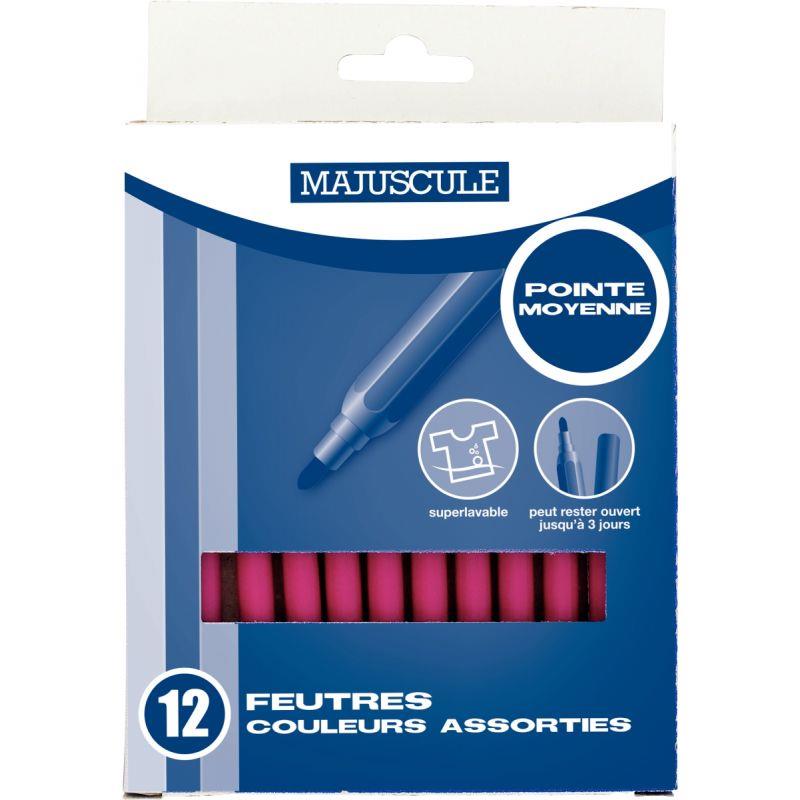 Image de  Pochette de 12 feutres Majuscule pointe moyenne rose 