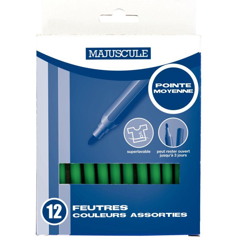 Image de  Pochette de 12 feutres Majuscule pointe moyenne vert clair 