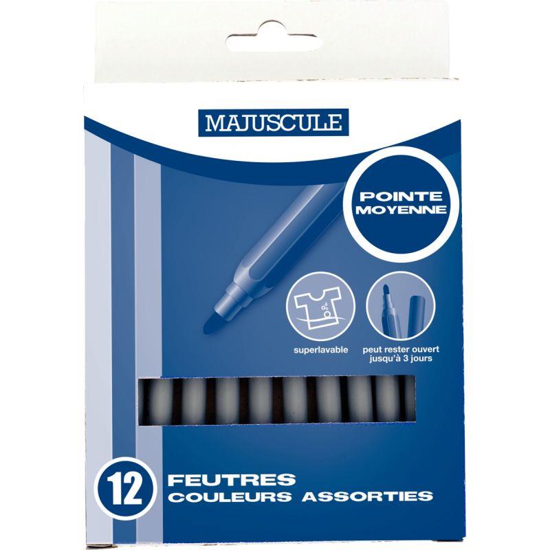 Image de  Pochette de 12 feutres Majuscule pointe moyenne gris 