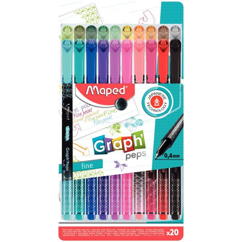Image de  Pochette de 20 feutres GraphPeps assortis 