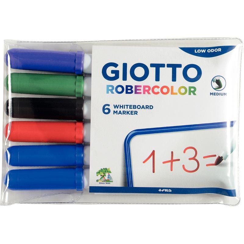 Image de  Étui de 6 feutres tableaux blancs Robercolor pointe moyenne ogive assortis 