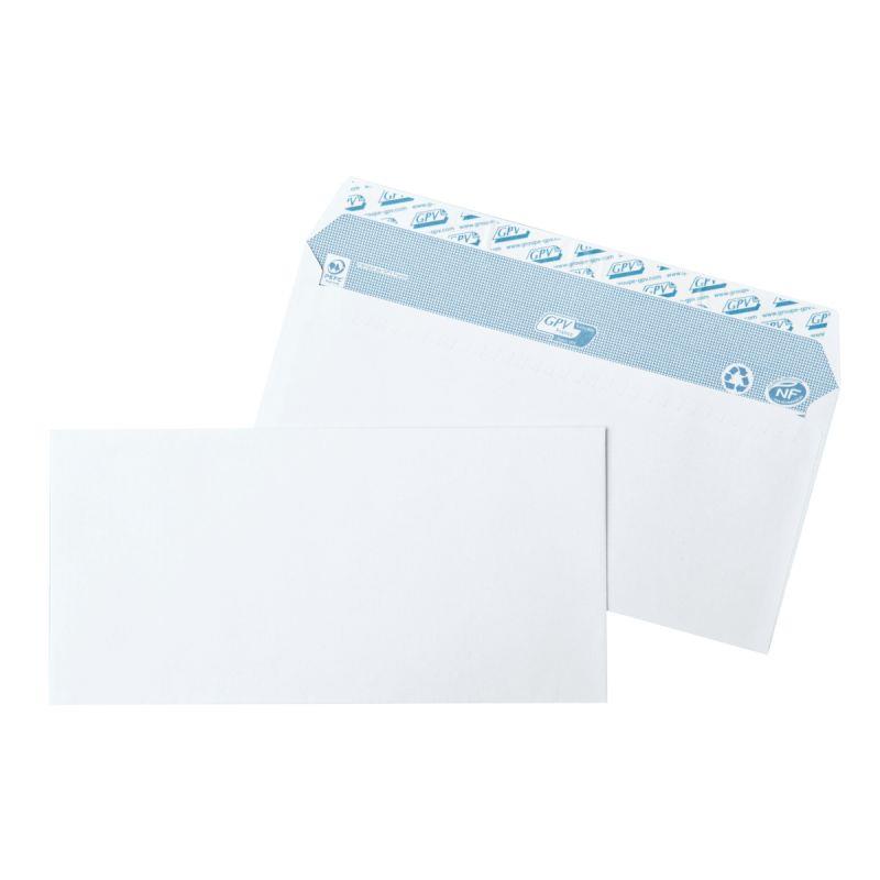 Image de  Boite de 500 enveloppes blanches 110x220mm 90g bande siliconée 