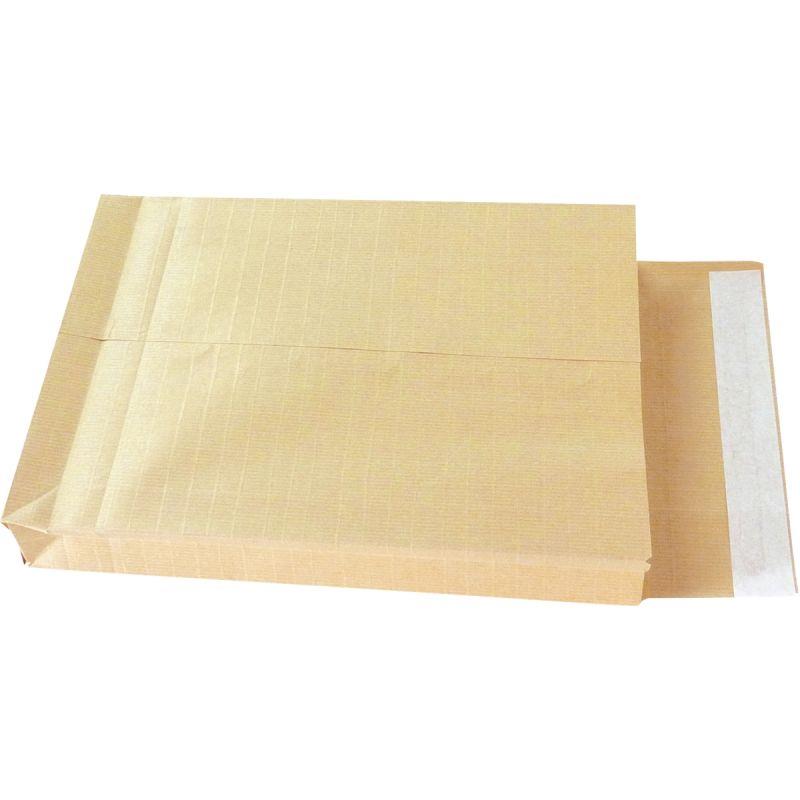Image de  Paquet de 50 pochettes kraft armé 260x330mm soufflet 50mm bande siliconée 