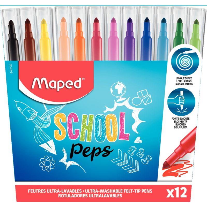 Image de  Pochette de 12 feutres Schoolpeps assortis 