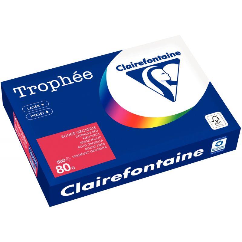 Image de  Ramette de 500 feuilles format A4 80g rouge groseille CLAIREFONTAINE 