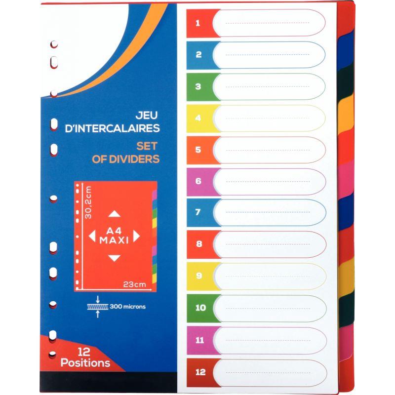 Image de  Jeu de 12 intercalaires en polypropylène 30/100ème, format A4+ 
