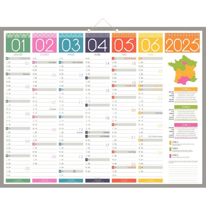 Image de  Calendrier semestriel 6 mois par face Tendance 43x55cm 