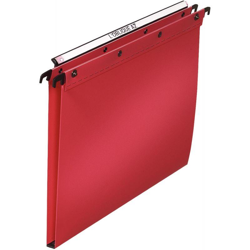 Image de  Paquet de 10 dossiers suspendus en polypropylène opaque 5/10ème pour tiroir, dos 15 mm, rouge 