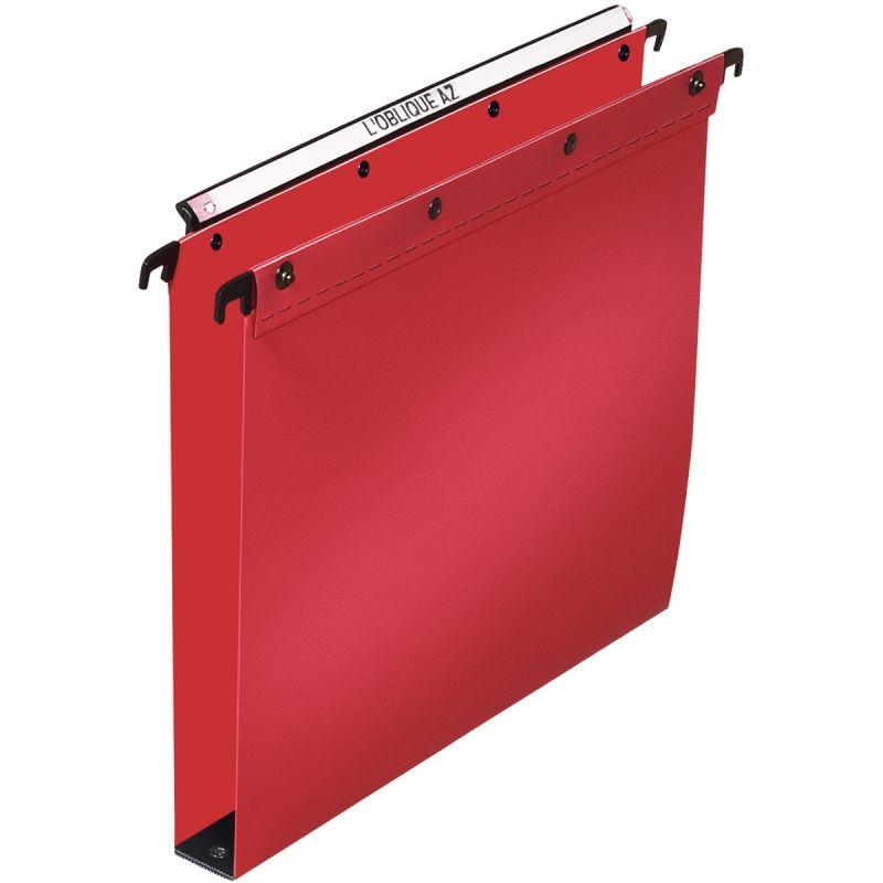 Image de  Paquet de 10 dossiers suspendus en polypropylène opaque 5/10ème pour tiroir, dos 30 mm, rouge 