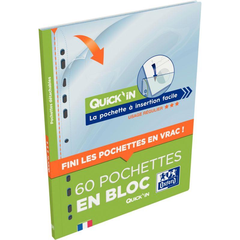 Image de  Bloc de 60 pochettes perforées en polypropylène lisse 5/100ème 