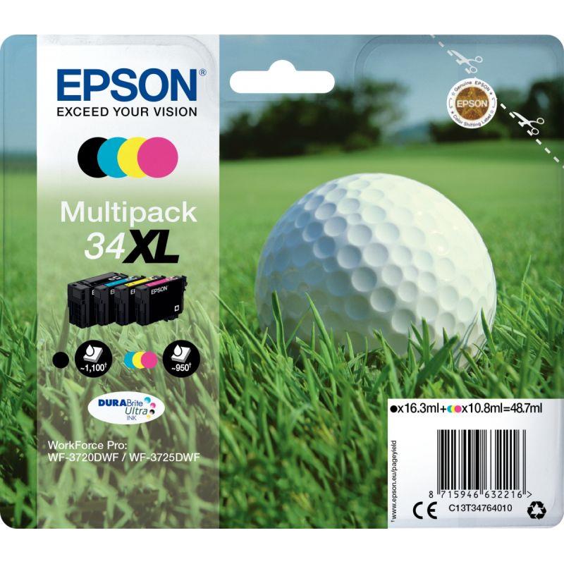Image de  Epson BALLE DE GOLF / 34XL lot 4 cartouches encre NCMJ haute capacité authentique T347640 