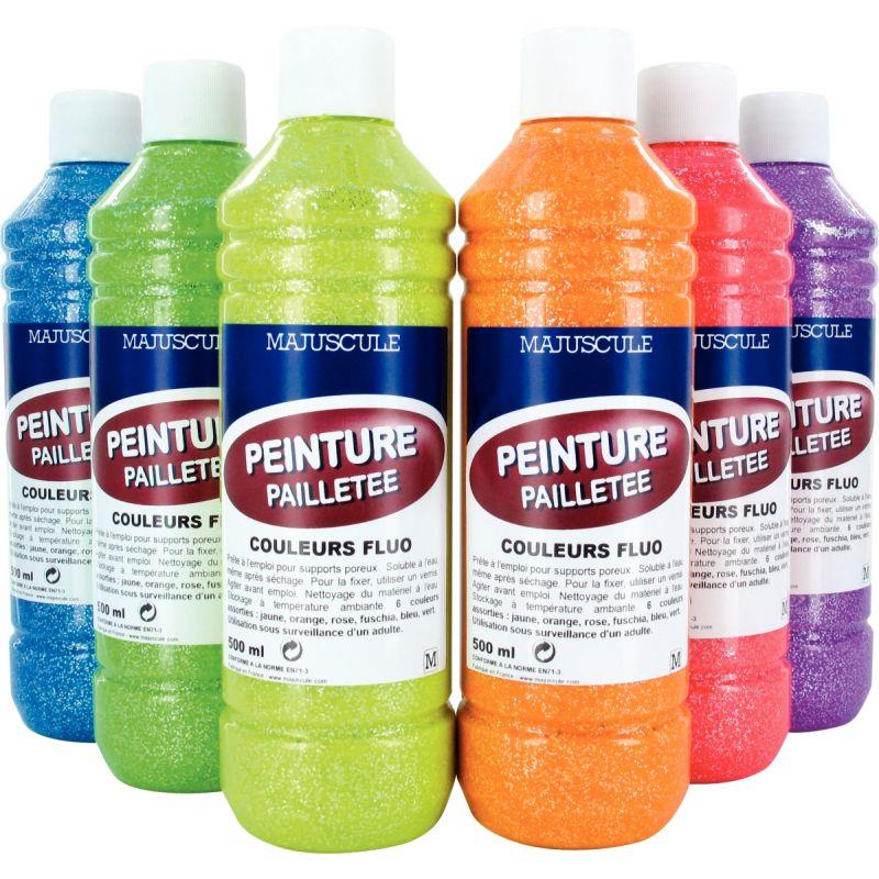 Image de  Carton de 6 Flacons 500 ml de peinture pailletée Flaconuo 