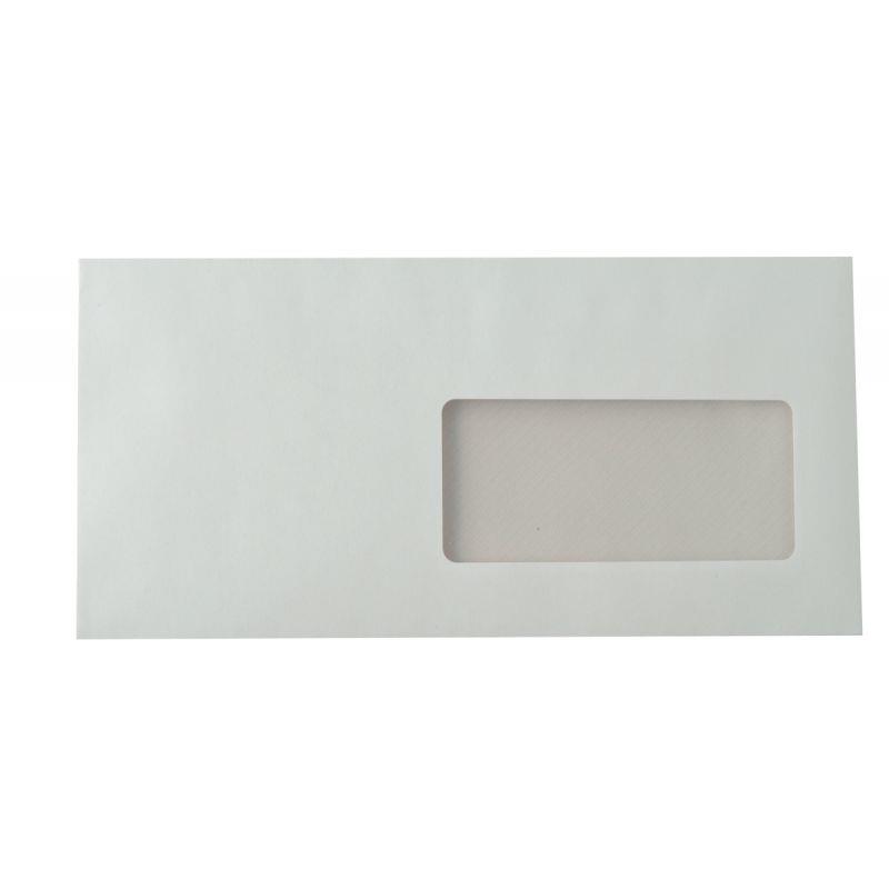 Image de  Boite de 500 enveloppes blanches 110x220mm 90g bande siliconnée fenêtre 45x100mm 