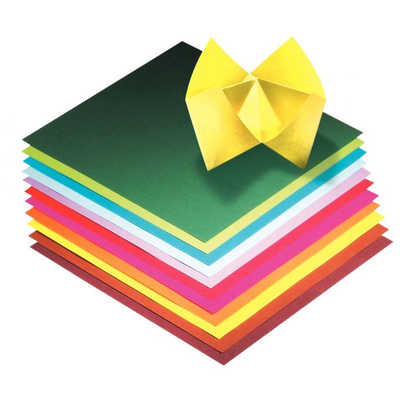 Image de  Pochette de 100 feuilles de papier pour pliage origami format 20 x 20 cm couleurs assorties 