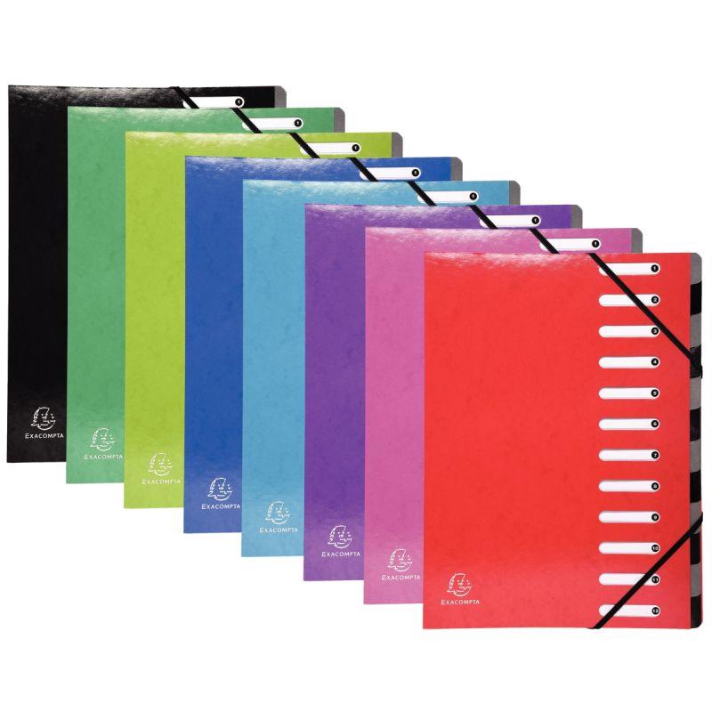 Image de  Trieur en carte pelliculée IDERAMA dos extensible 12 compartiments, coloris assortis 