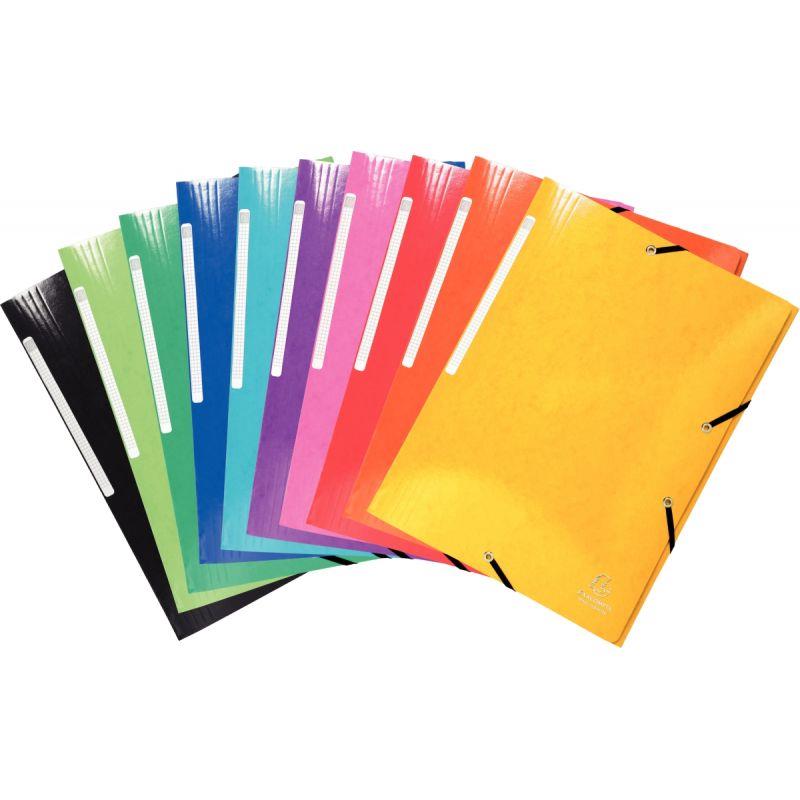 Image de  Carton de 25 chemises 3 rabats à élastiques IDERAMA en carte lustrée 425g, coloris assortis 