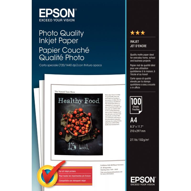 Image de  Paquet de 100 feuilles de papier photo couché mat marque Epson format A4 (21 x 29,7 cm) 102g 