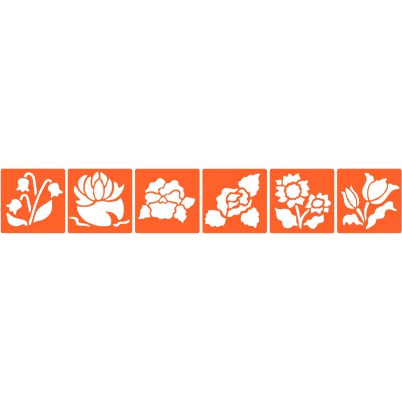Image de  Paquet de 6 pochoirs en plastique, les fleurs 