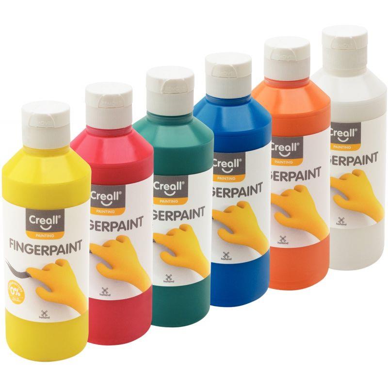 Image de  Carton de 6 Flacons 250ml de gouache aux doigts assortis 