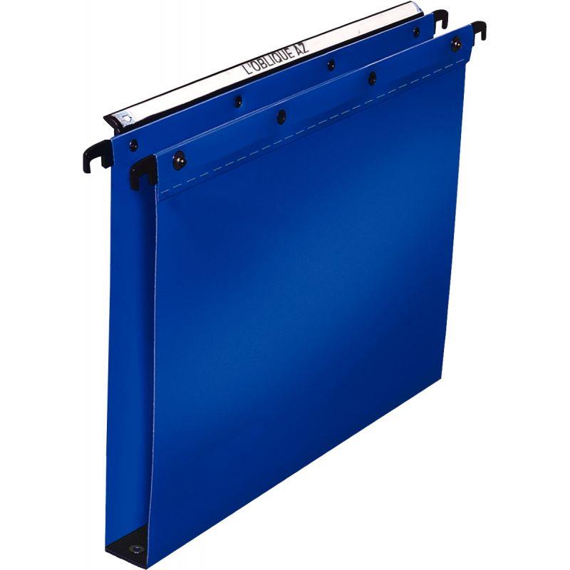 Image de  Paquet de 10 dossiers suspendus en polypropylène opaque 5/10ème pour tiroir, dos 30 mm, bleu 