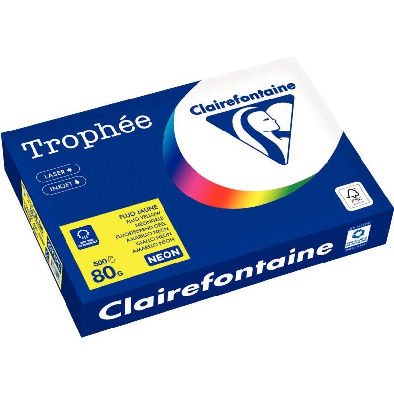Image de  Ramette de 500 feuilles format A4 80g jaune fluo CLAIREFONTAINE 