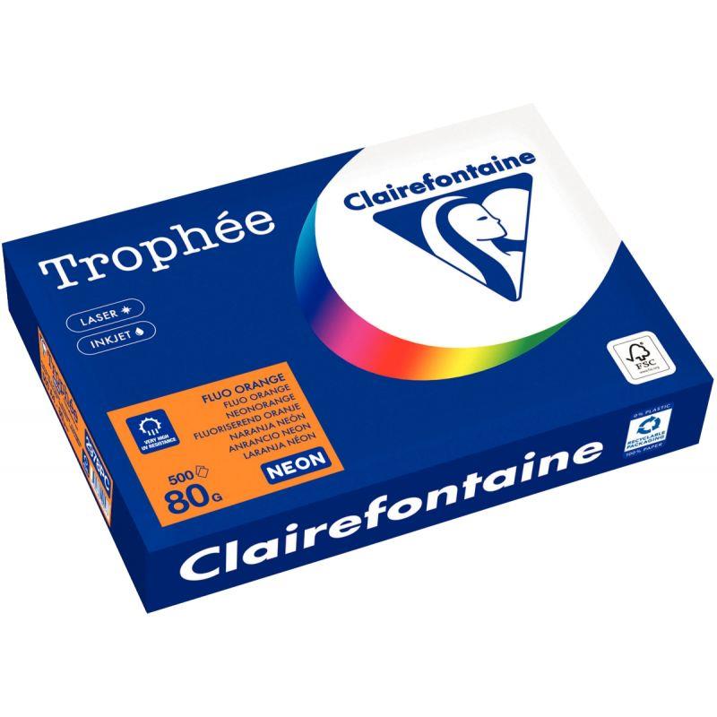 Image de  Ramette de 500 feuilles format A4 orange fluo CLAIREFONTAINE 