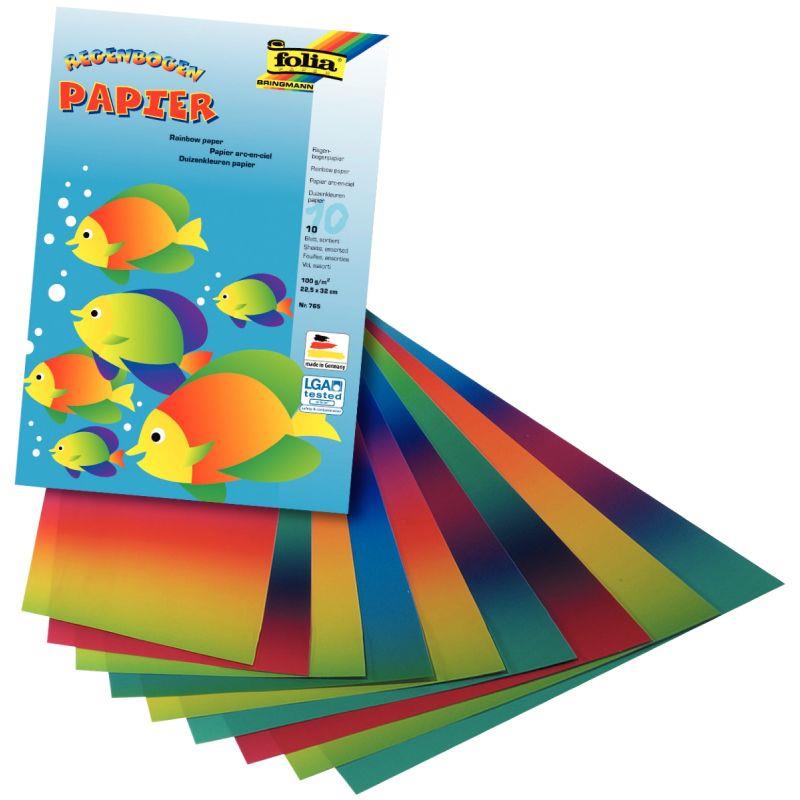Image de  Pochette de 10 feuilles de papier arc-en-ciel, format 22,5 x 32 cm 