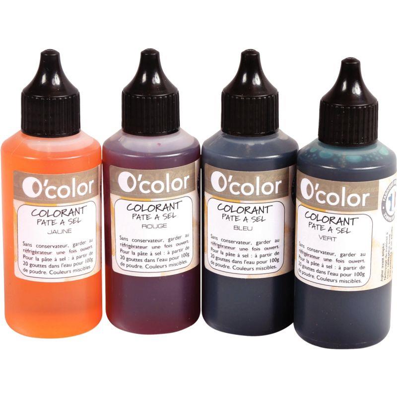 Image de  Boîte de 4 Flacons de 60 ml de colorant pour pâte à sel 