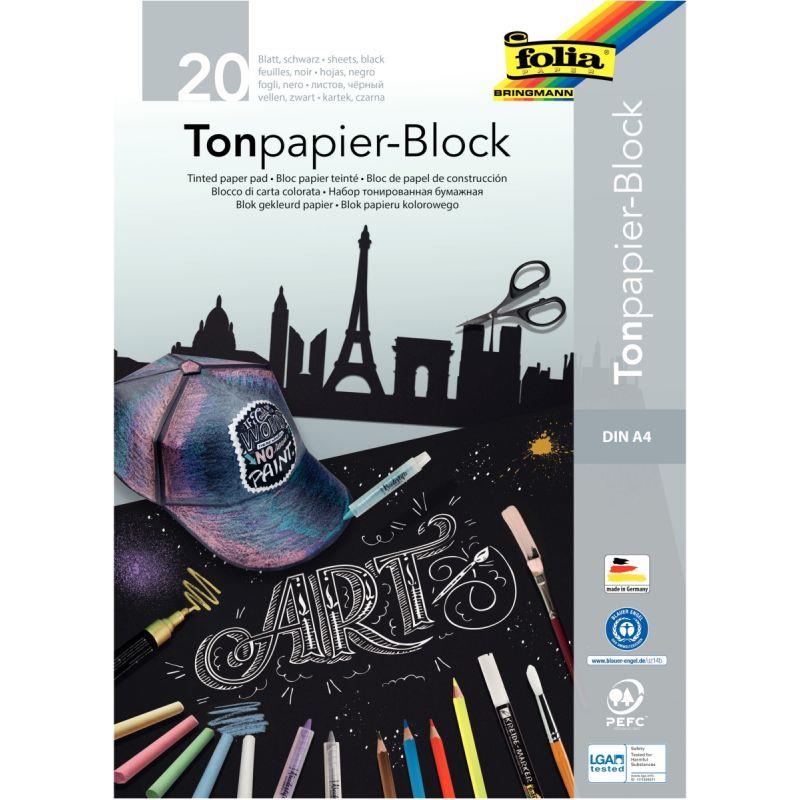 Image de  Bloc de 20 feuilles de papier noir format A4 130g 
