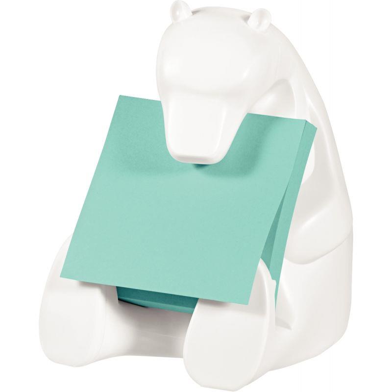 Image de  Dévidoir ours blanc avec bloc z-notes super sticky 