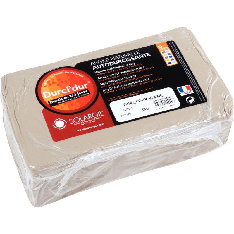 Image de  Pain de 5 kg argile naturelle à modeler durci dur coloris blanche 