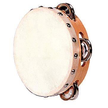 Image de  Tambourin en peau avec cymballes diamètre 15cm 