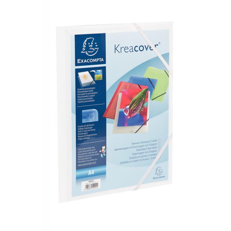 Image de  Chemise 3 rabats à élastiques personnalisable KREACOVER en polypropylène blanc 