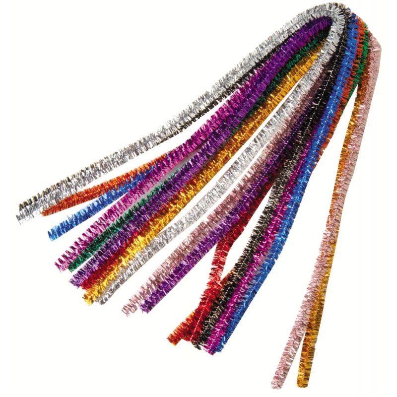 Image de  Sachet de 10 chenilles métallisées diamètre 9 mm et longueur 50 cm couleurs assorties 