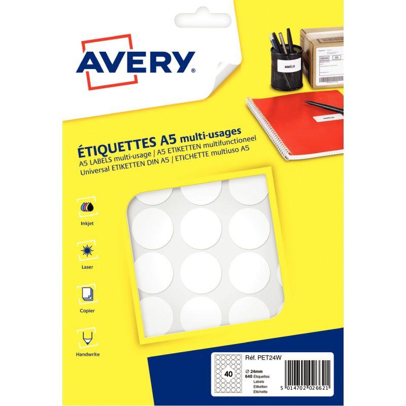 Image de  Etui de 640 disques adhésifs 24mm coloris blanc 
