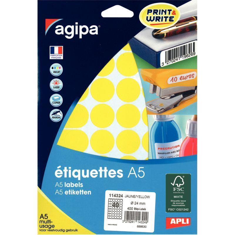Image de  Etui de 400 pastilles de couleur diamètre 24mm jaune 