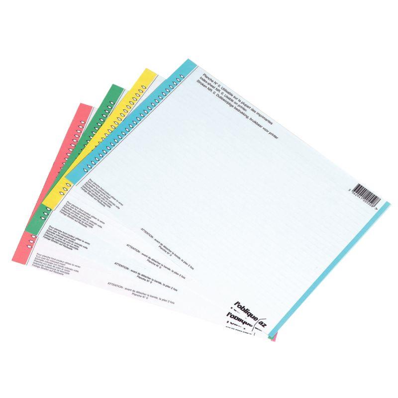 Image de  Paquet de 10 planches d''étiquettes pour dossiers suspendus tiroir, numéro 0, coloris assortis 