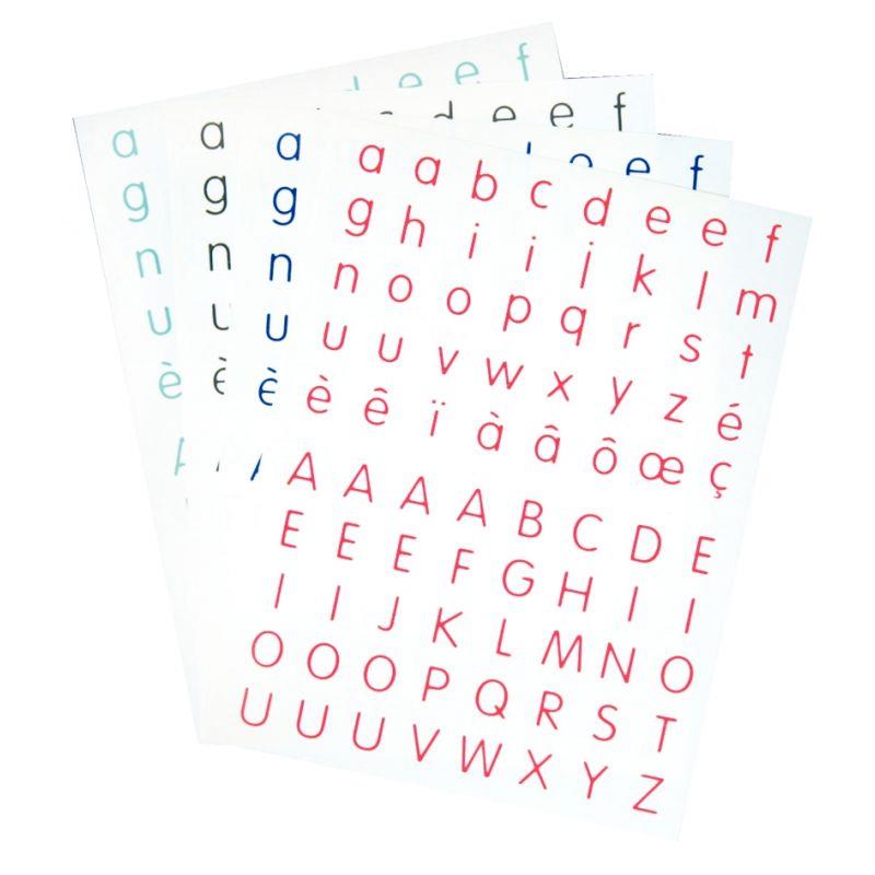 Image de  Pochette de 320 gommettes adhésives Alphabet 4 couleurs assorties 