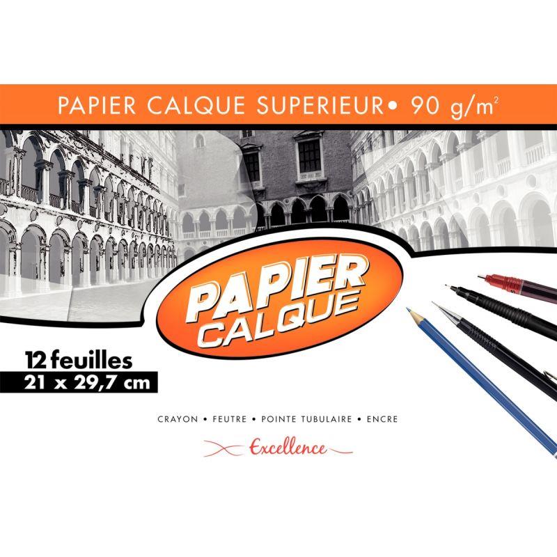 Image de  Pochette de 12 feuilles de papier calque 21x29,7cm 90g EXCELLENCE 