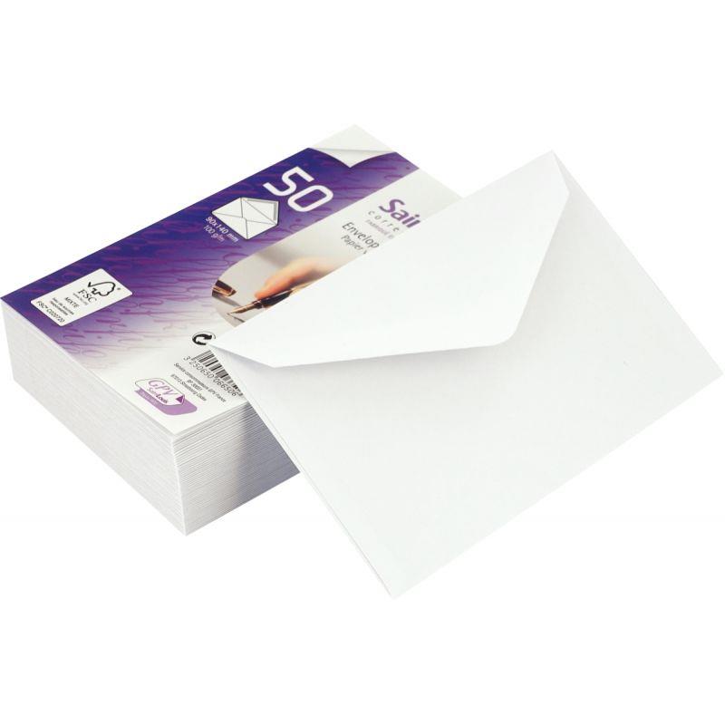 Image de  Paquet de 50 enveloppes blanches 90x140mm 100g pour cartes de visite 
