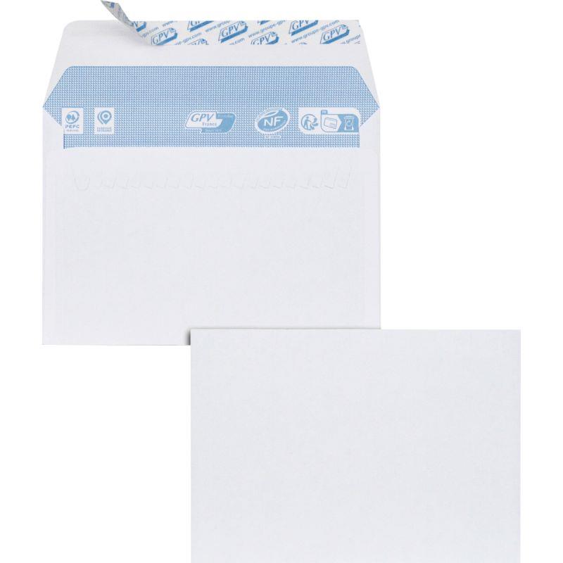 Image de  Paquet de 100 enveloppes blanches 114x162mm 80g bande siliconée 